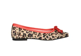 Bailarina Ante Taupe Leopardo Filo y Lazo Coral