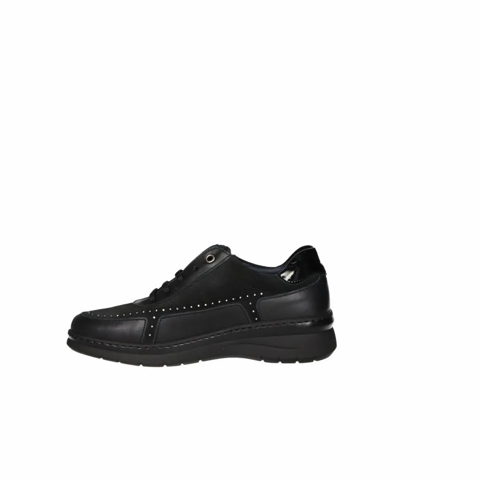 Blucher Piel/ante Negro Lado Cremallera Brillantitos Metal