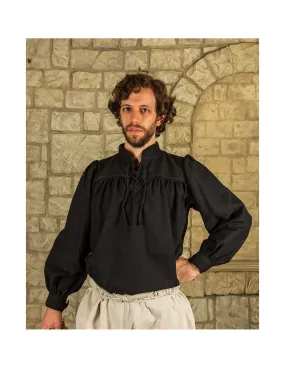 Camisa medieval de lazos modelo Ansgar, color negro