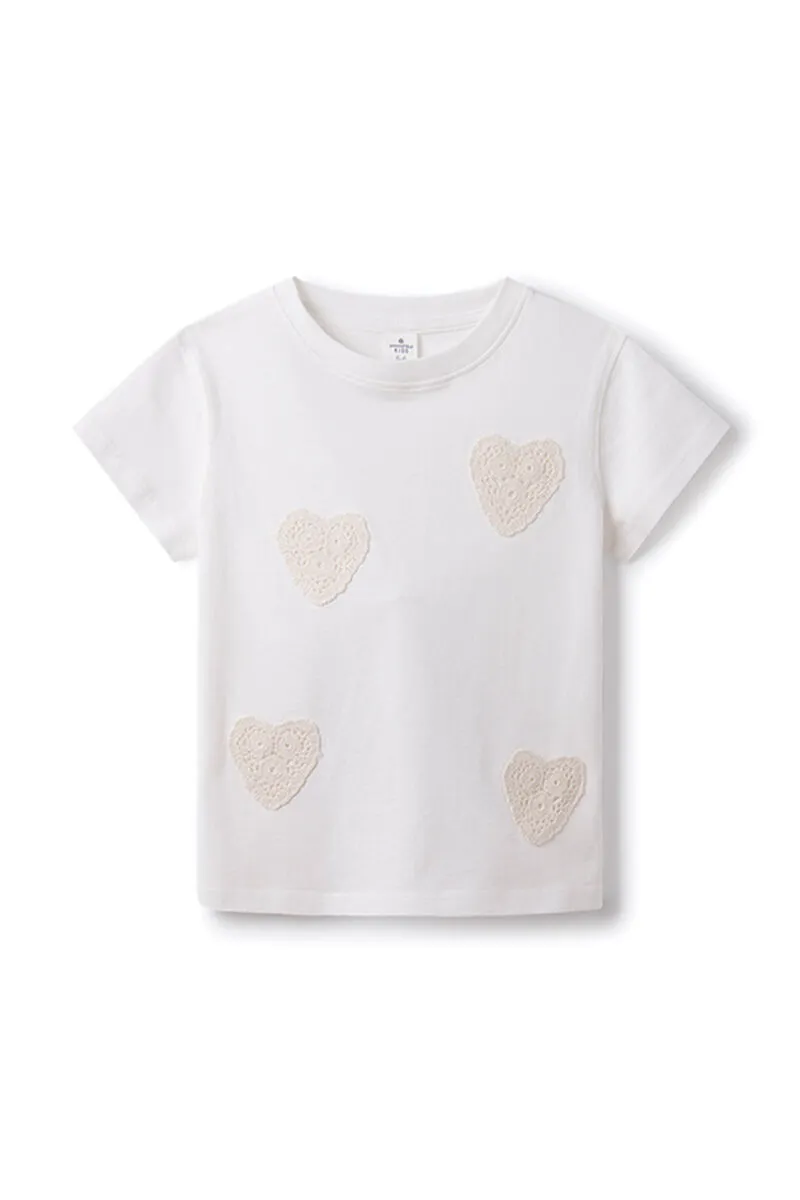 Camiseta corazones crochet niña