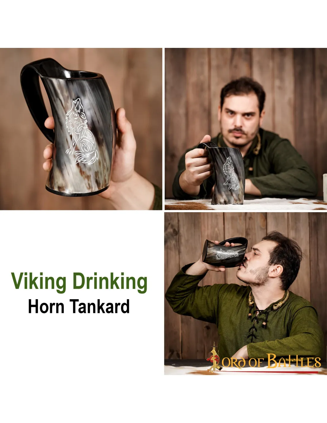 Jarra de cerveza vikinga lobo aullando, (600 ml.)