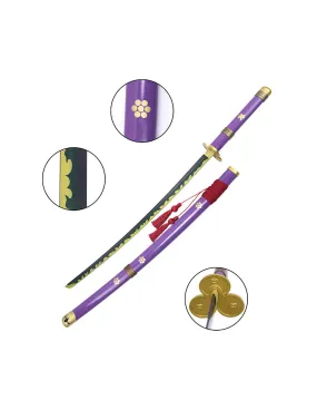 Katana decorativa lila Enma de One Piece, saya madera