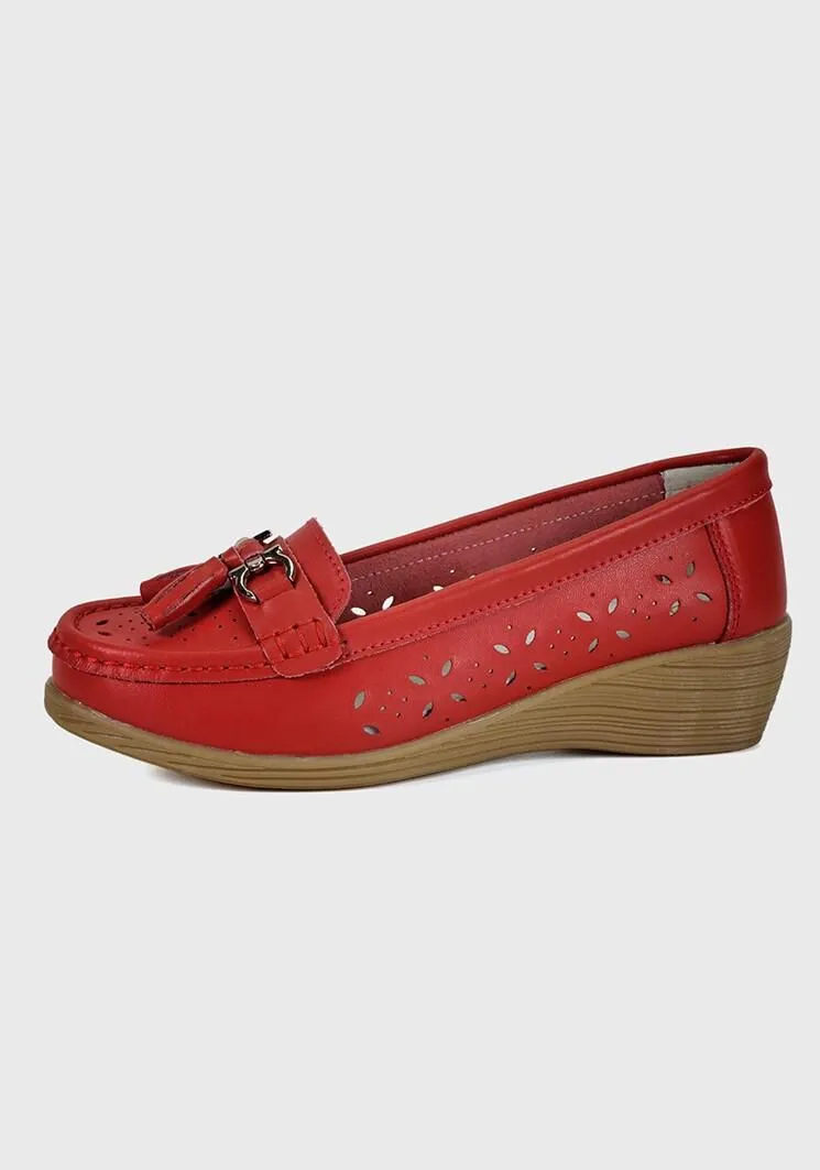 Mocasín Cuero Renata Rojo