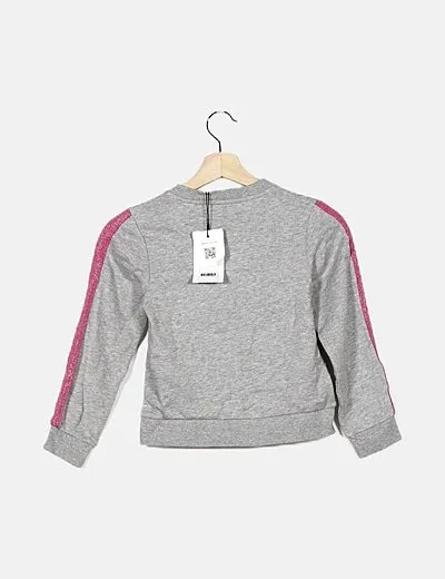 Name it Sudadera gris detalle manga