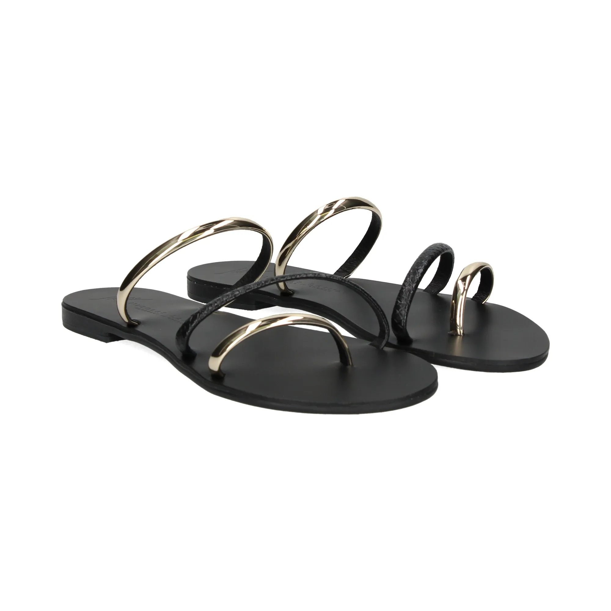 NICOLAS LAINAS Sandalias planas de Mujer BLACK GOLD