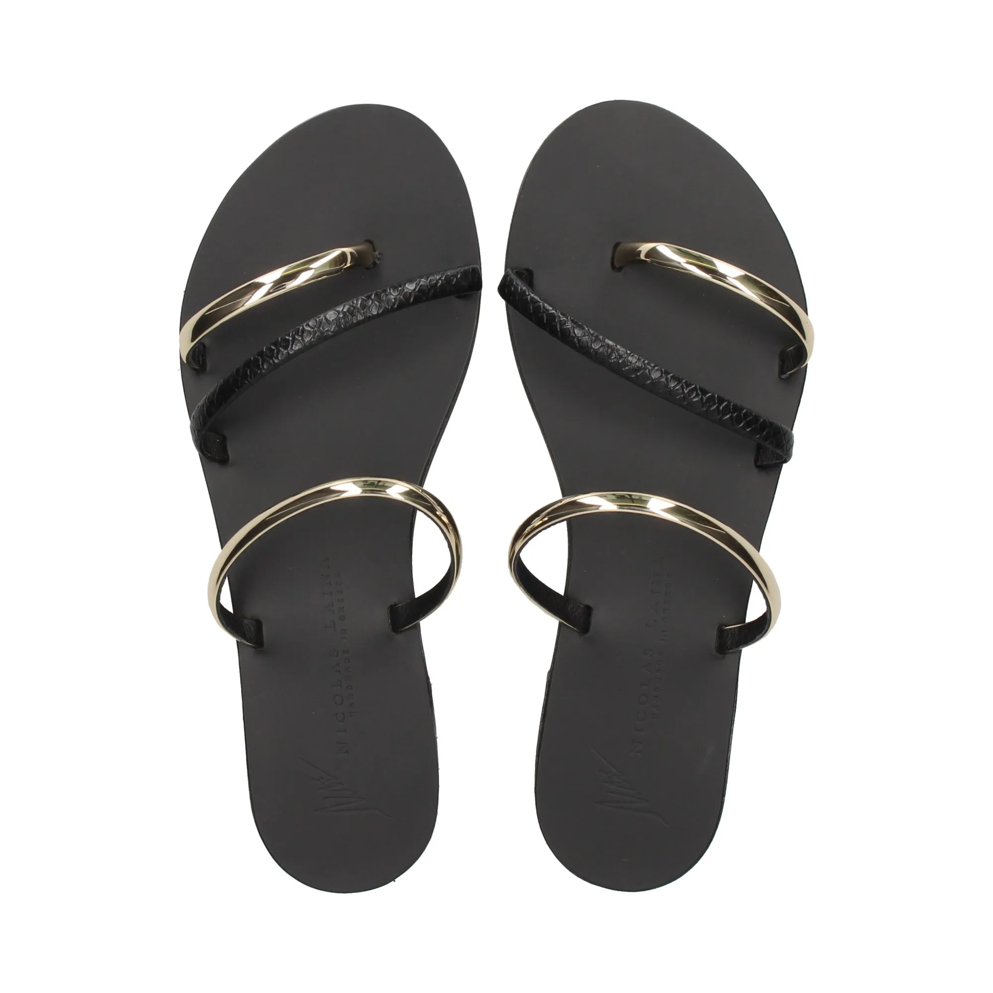 NICOLAS LAINAS Sandalias planas de Mujer BLACK GOLD