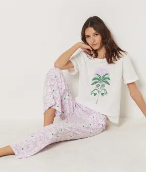 Pantalón pijama estampado floral, largo 7/8 VEHA MAUVE - ETAM