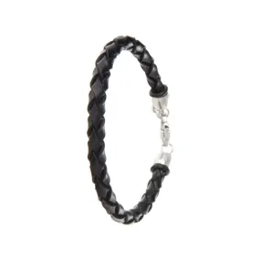 Pulsera MARLÙ de acero y piel negra. Largo adaptable de 21 a 24 cm. 