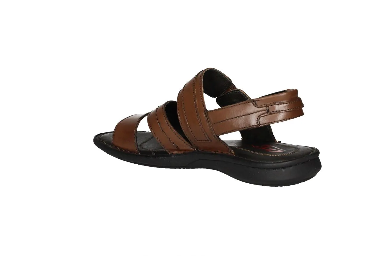 Sandalia Piel Marron Tiras Velcro Piso Goma