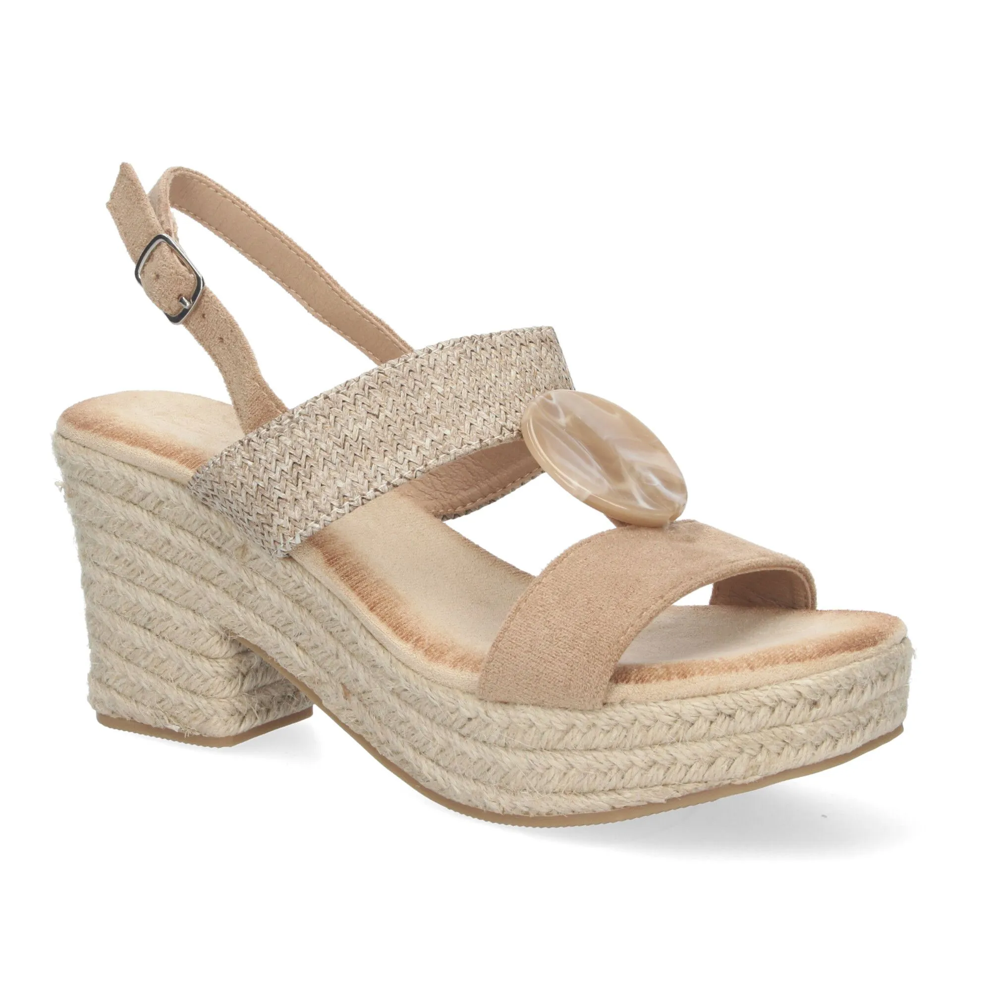 Sandalias de tacón y plataforma para mujer color Kaqui JNS-5Q29