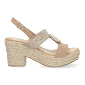 Sandalias de tacón y plataforma para mujer color Kaqui JNS-5Q29