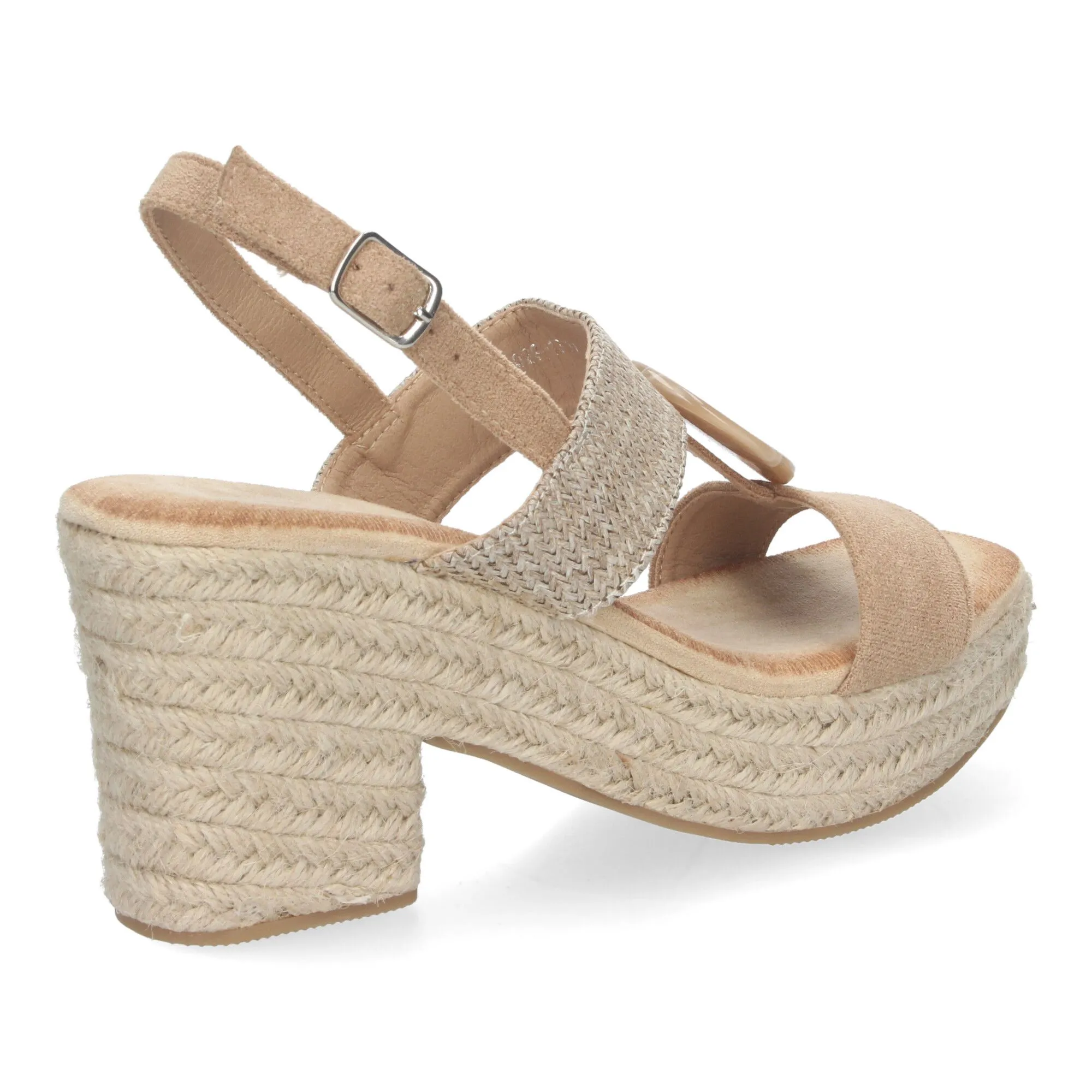 Sandalias de tacón y plataforma para mujer color Kaqui JNS-5Q29