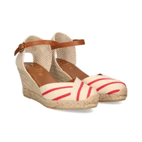 VIGUERA Alpargatas de Mujer BEIGE/ROJO