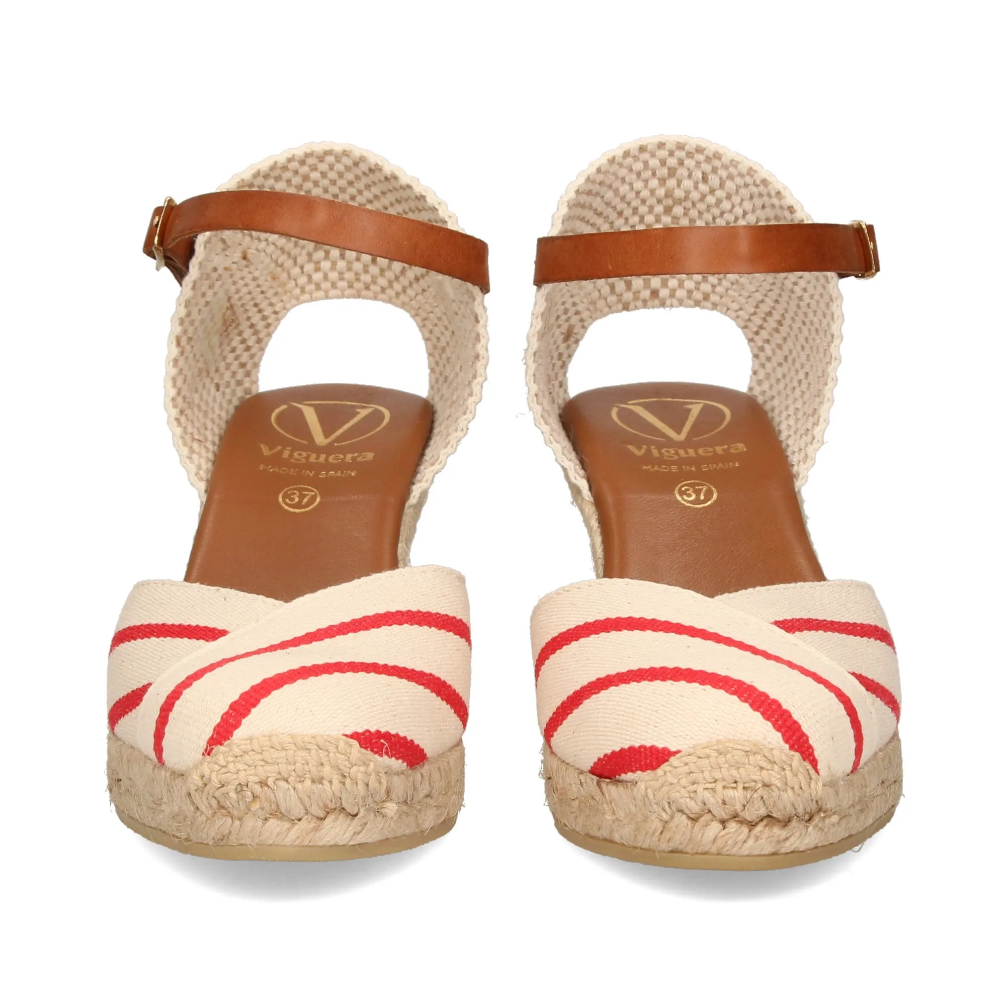 VIGUERA Alpargatas de Mujer BEIGE/ROJO